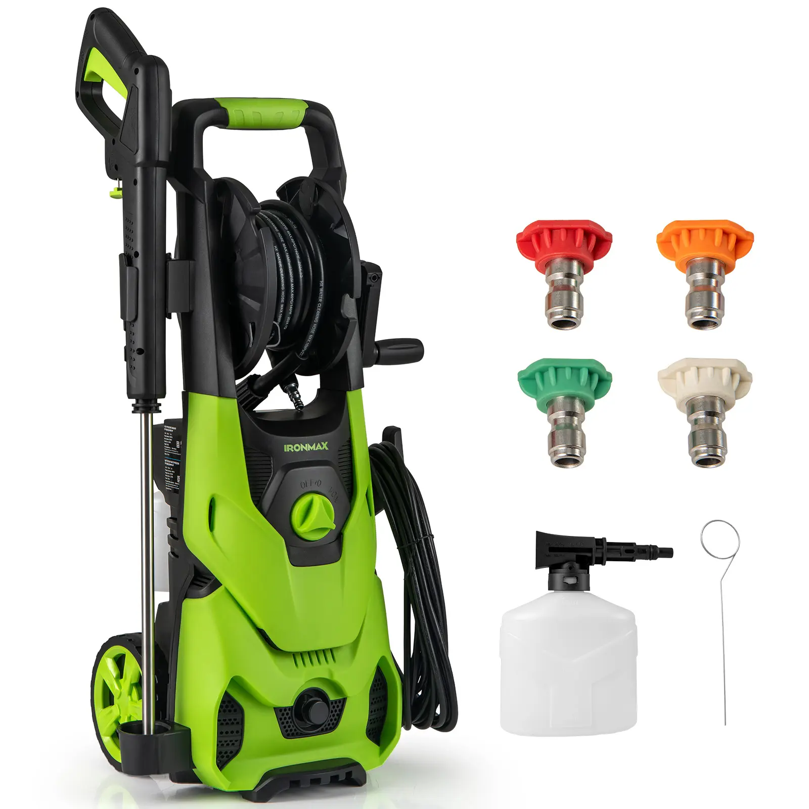 COSTWAY - 2150PSI Electric Pressure Washer 1.2GPM with 4 Quick Connect Nozzles and Foam Cannon-Green