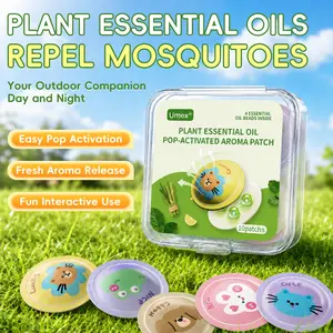 Plant Essential Oil Aroma Patch, Pop-Activated Fragrance Sticker with Essential Oil Beads, Portable Cartoon Scent Patch for Outdoor & Daily Use
