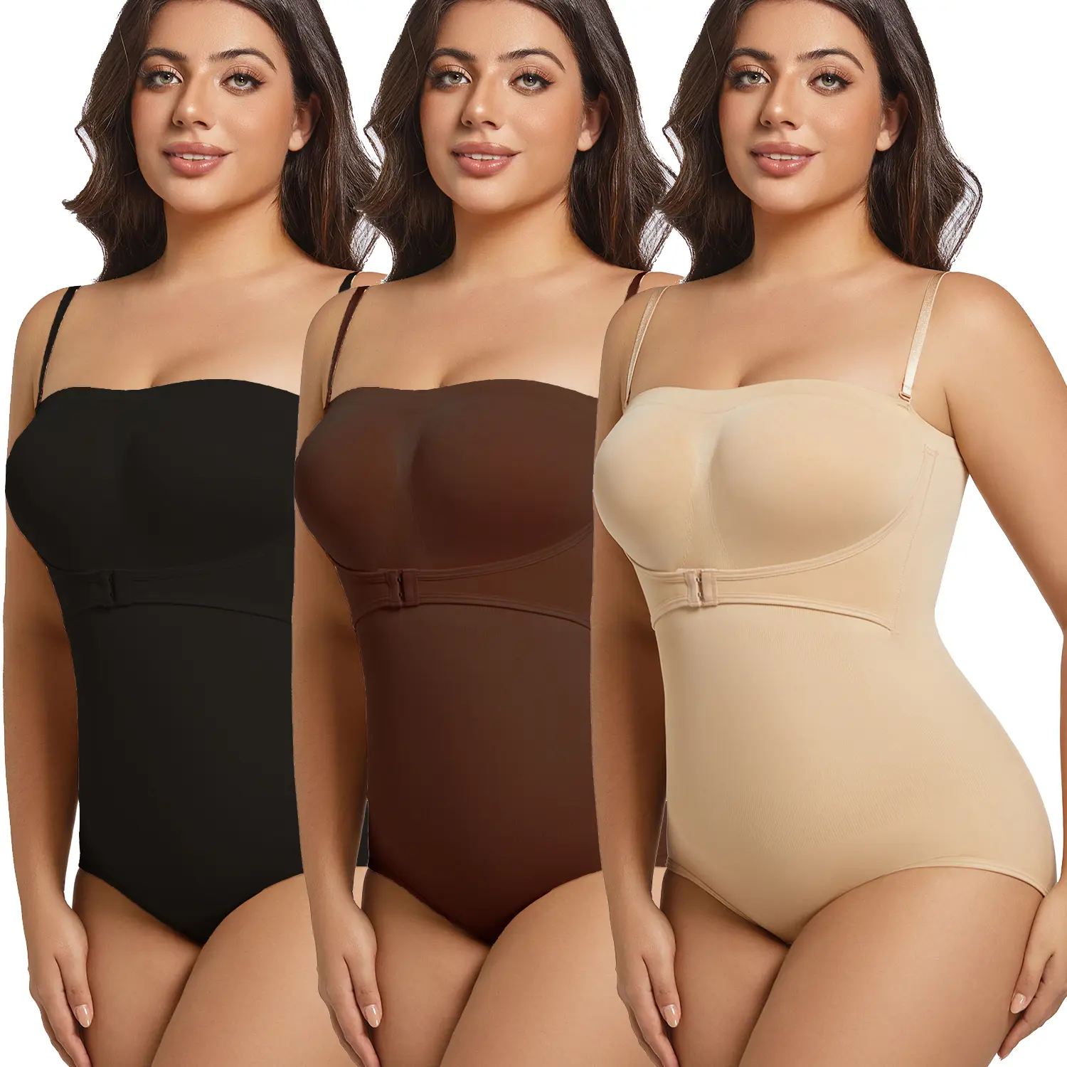 Women's Chic Strapless Bodysuit Shapewear, Seamless Tummy Control & Butt Lifter with Removable Straps, Fits All Cups, Plus Size, Clothes, Bra, Lady, Piece, Fashion, Elegant, Cute