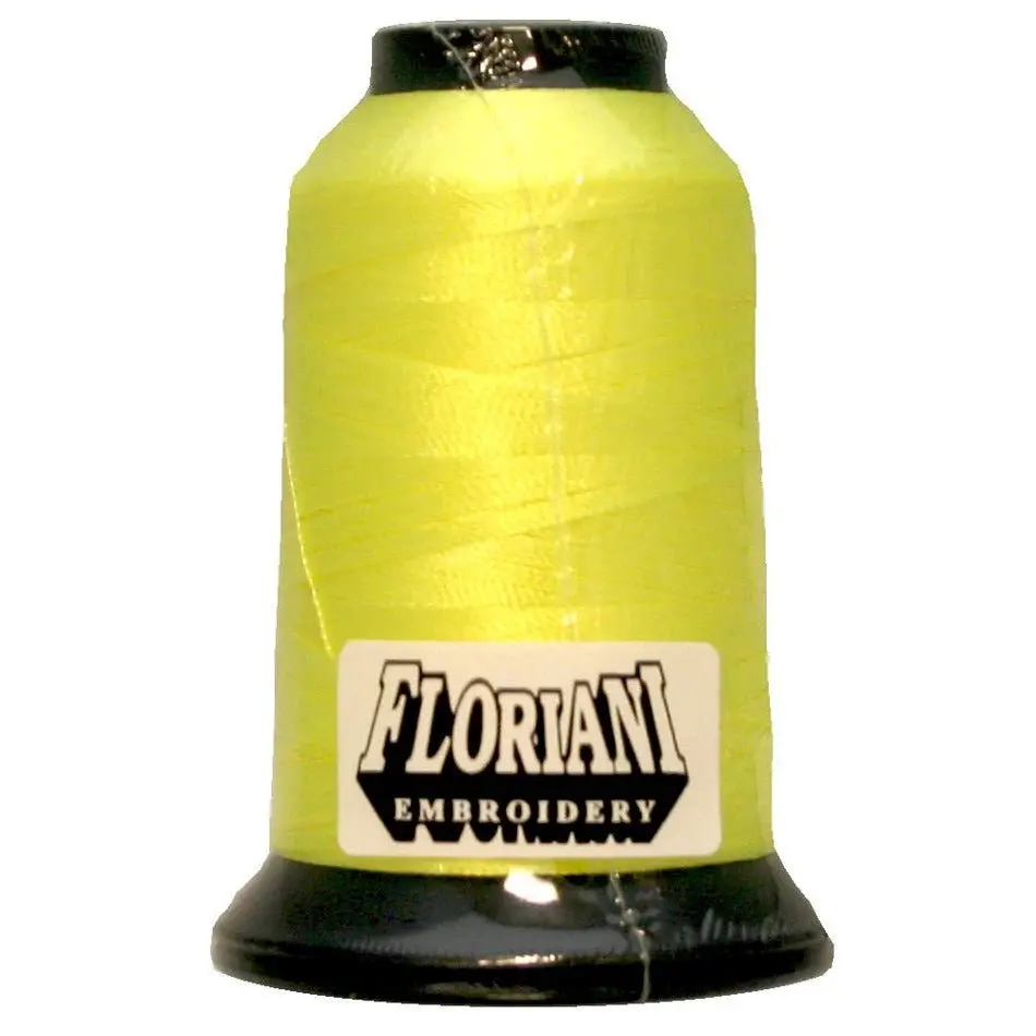 Floriani Polyester Embroidery Thread - 40 wt, 1000M/1100Yds, Neon Citron, PF0010 - Machine Embroidery Thread with Polished Color, Reduces Friction, Clean Stitches for Monograms