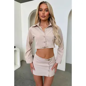 Jordan Cropped Shirt - Tan