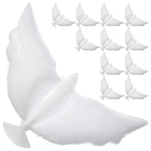 12-Pack Dove Balloons Memorial Release in Sky, Biodegradable White Angel Lanterns Funeral Party Decorations