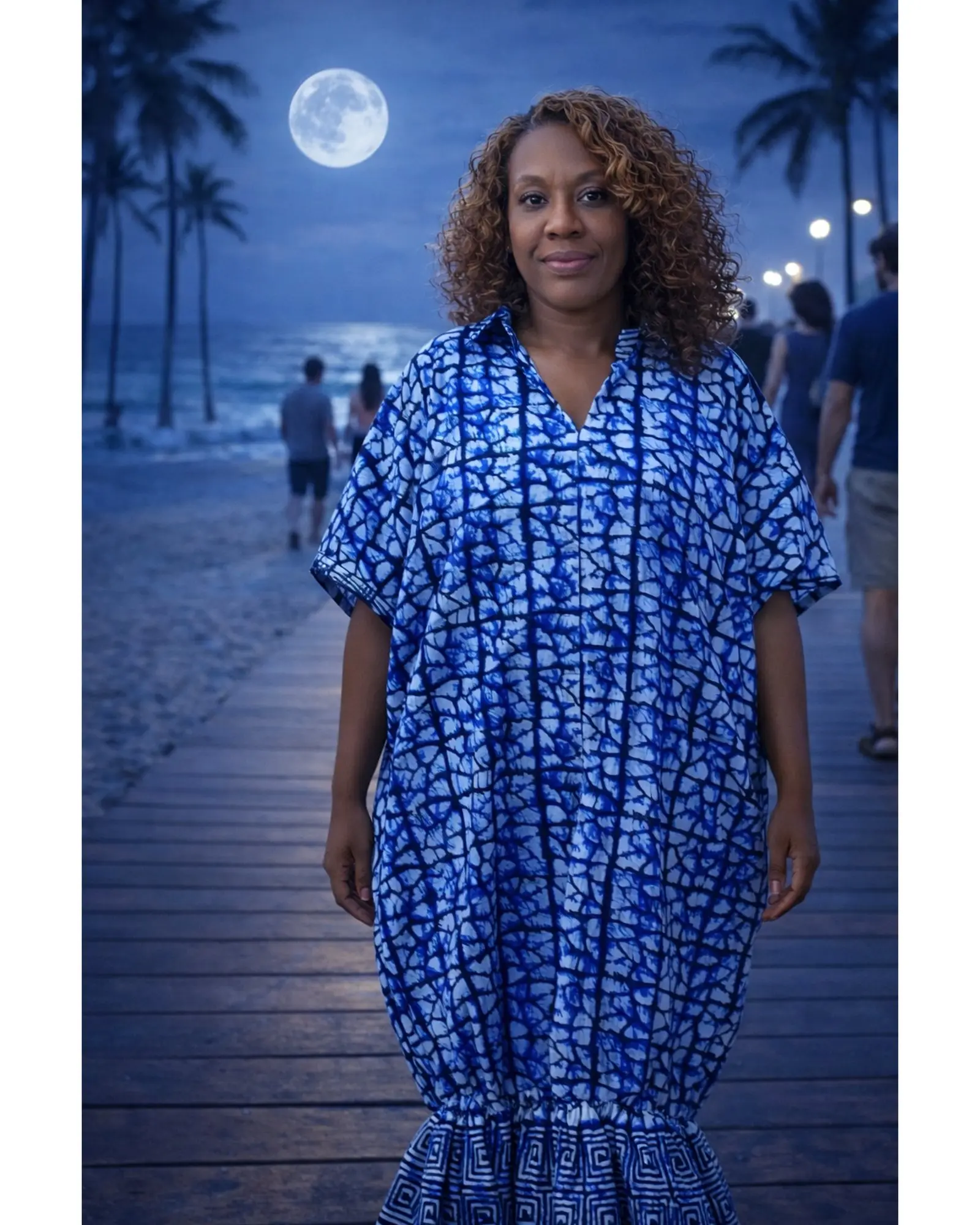 Ankara Blue/White Bubble Dress