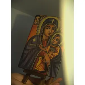 Handcrafted wooden icon of ወላዲተ አምላክ ማርያም ድንግል (Mother of God Mary) | 6x6 inches |