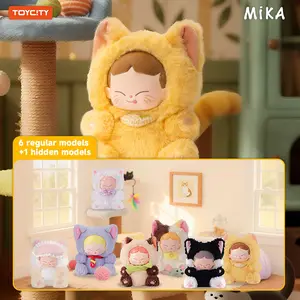 TOYCITY MIKA "Cafe Open" Series Blind Box Blind Bag - Random Plush Soothing Companion Doll, Cute Cat Vinyl Figure, Backpack Charm Gift, Sealed Hobby Box (1/72 Hidden Chance)