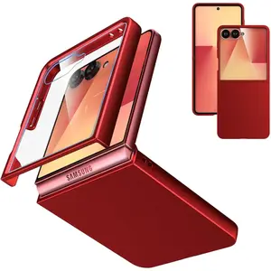 Case for  Galaxy Z Flip 7 (2025) with Built-in Cover Screen Protector, Thin Hard Matte Polycarbonate Phone Case for Galaxy Z Flip7 - Red