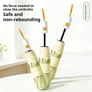 Eight bone automatic safety section harvesting sun protection, UV protection, colored rubber sun umbrella, three fold umbrella