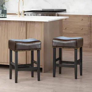 26" Backless Counter Stools, 2-Pcs Set, Brown [ OLD HM: 57052.00BRN ]