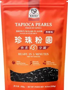 52USA Boba Tapioca Pearl, Black Sugar Flavor, Fresh Bubble Tea Pearl, 8.8 Oz (250 g), Black Tapioca Pearl For Bubble Tea, Ready in 5 Minutes (Pack of 1)