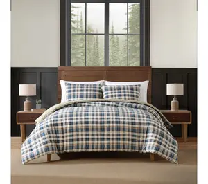 Eddie Bauer Por t Gamble Blue C otton Twin Duve t Cover Set