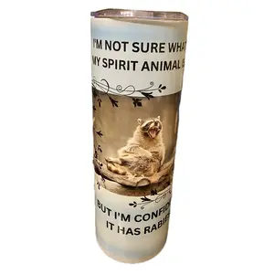 Spirit Animal 20oz Tumbler with Raccoon Design and Humorous Quote for Humor Lovers