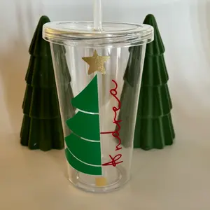 Personalized Christmas clear cup / Christmas cup/ Christmas Tree cup / holiday party cups/ posadas