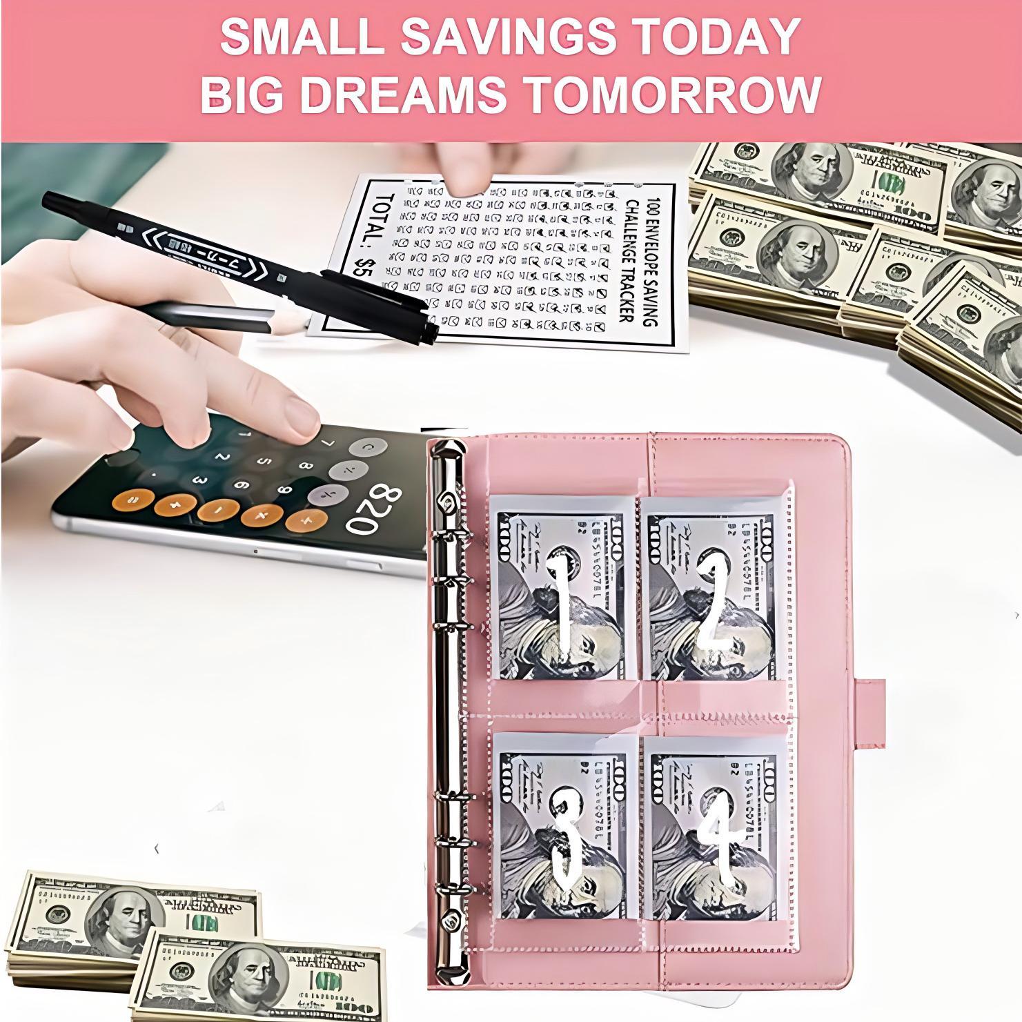 2026 New A5 Portable Budget Binder, $5050 Savings Goal Tracker, Daily Financial Planner with 100 Envelopes & Cute Stickers (Office Stationery Accessory)