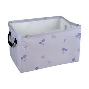 Lavender Floral Bow Pattern Storage Baskets Storage Boxes Home Decor Storage Clothes Organization And Storage Home Decor Storage Holiday Gifts, Shelf Baskets, Organizer for, Toys, Books, Pet Lovers Home Decor, Playful Design, Laundry Basket