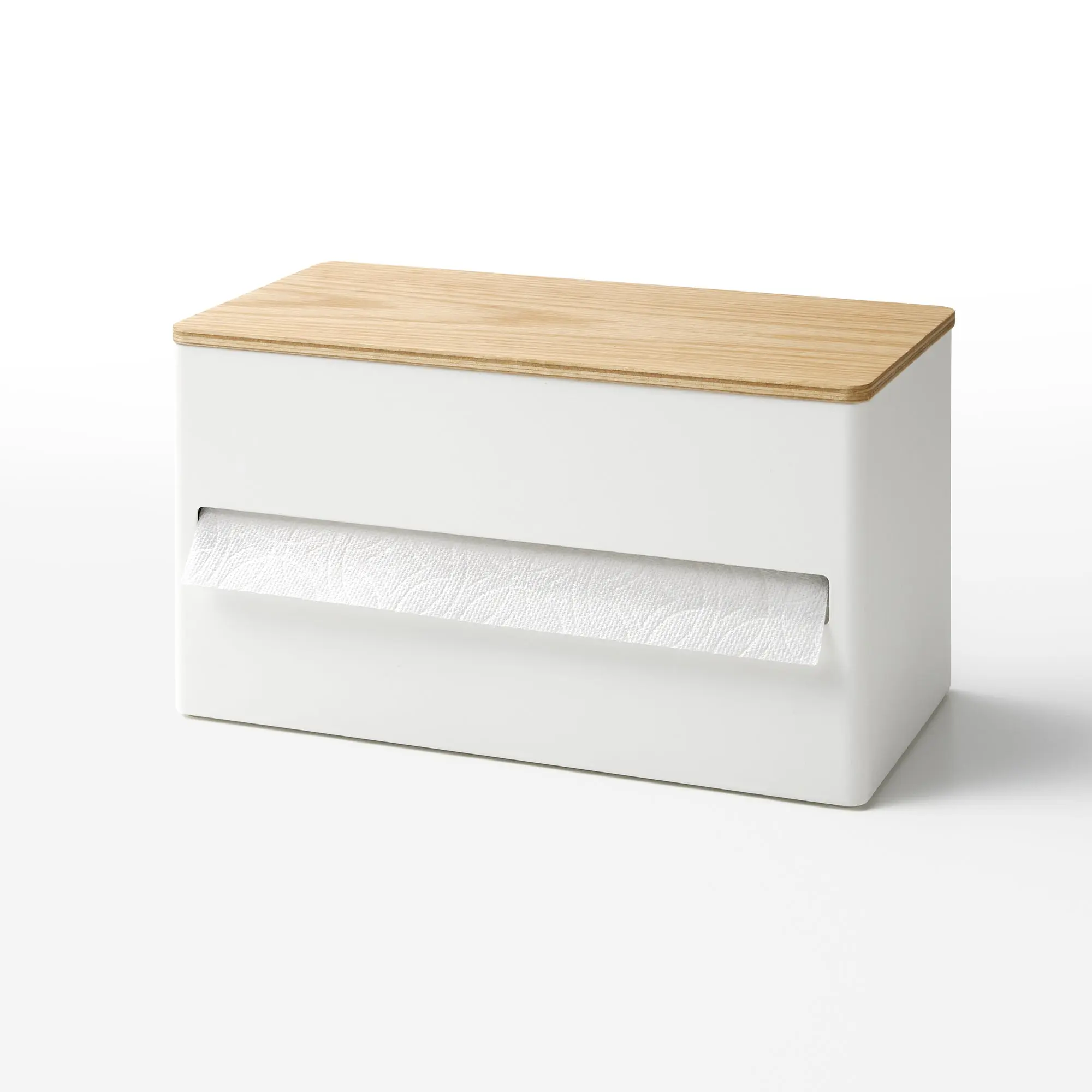 Steel and Wood Hand Paper Towel Dispenser with Silicone Accents, Bathroom Home Supply Gadget