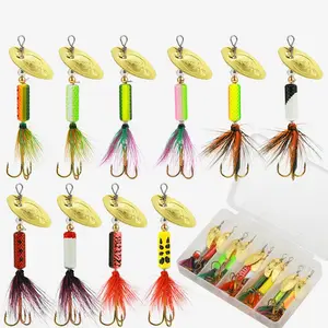 Artificial Fishing Lure with Feather Hook, 5pcs/set Rotating Sequin Fishing Lures with Storage Box, Fishing Accessories for Outdoor Fishing, Fishing Tackle Kit