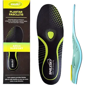 SMILESKY Relieve Foot Pain Podiatrist-Recommended Heavy Duty Support Insoles for Men & Women High Arch Inserts for Plantar Fasciitis Flat Feet Work Boot Shoe Insole 220+ lbs Footwear  Acupoint Soft Massage