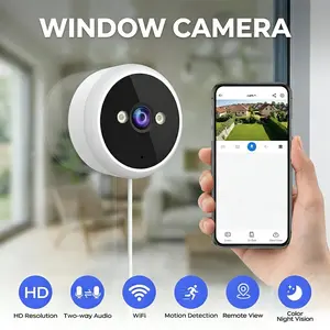 1080P HD Window Camera, Wifi Security Camera, Supports 5G/2.4GHz Dual-Band, IP66 Waterproof Outdoor/Indoor Mini Camera, Motion/Sound Detection, Real-Time Alarm, Two-Way Audio, Supports 24/7 Recording, Easy Installation, Multiple Methods
