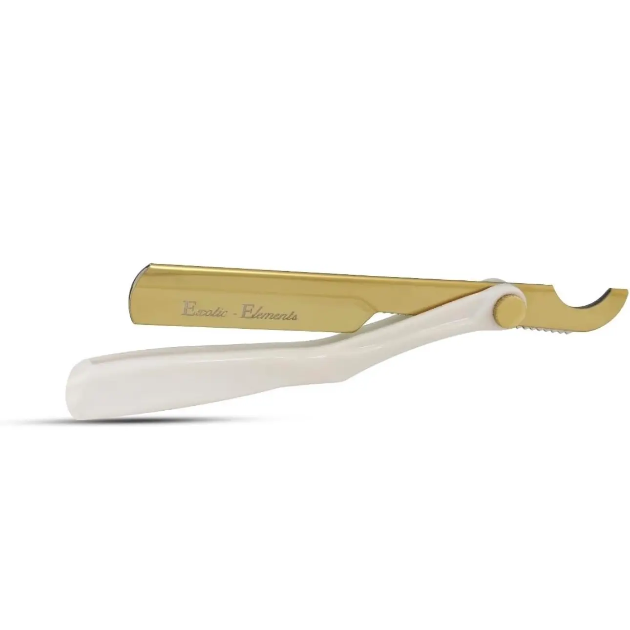 Straight Edge Razor Unisex Shaving Folding Razor White and Gold Stainless Steel