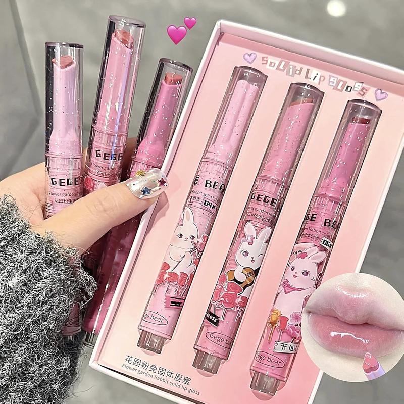 3 Pcs Colors Jelly Lipstick Gift Set, Tinted Heart Shape Lip Stain Lip Gloss, Mirror Hydrating Jelly Love Lipstick, Moisturizing Tinted Lip Balm, Vivid Color Glossy Lip Makeup for Girls (A)