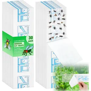 30 Pack XL Window Fly Traps for Indoors, Extra Large Fly Paper Sticky Strips, Waterproof & Non Toxic Clear Sticky Traps for Windows, Bug Catcher for House, Kitchen and Office