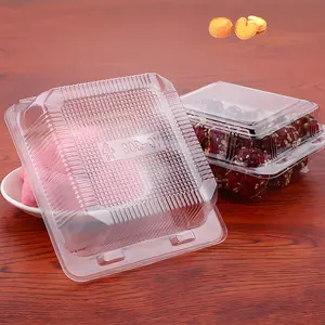50-Pack Clear Plastic Clam Shell Food Containers, Square Clear Cake Slice Containers with Hinged Lids, Disposable Takeaway Bento Cake Boxes for Pastries, Salads, Desserts, Sandwiches, Fruit