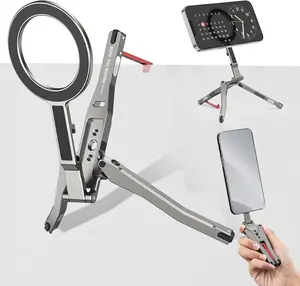CAMOLO Magnetic Pocket Phone Tripod Foldable with Hook, MG-05G Phone Holder Magsafe for iPhone, 1/4" Screw Tripod Mount,Lightweight Phone Stand Travel