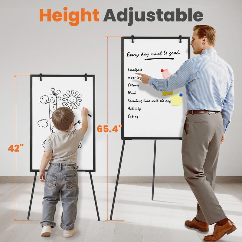 Whiteboard Easel, Magnetic White Board Dry Erase, Porbable Boards Height Adjustable, Dry Erase Board with Stand for School, Office and Home, Silver Aluminium Frame