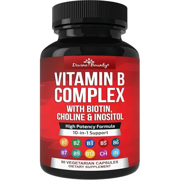 Super B Complex Vitamins - All B Vitamins Including B12, B1, B2, B3, B5, B6, B7, B9, Folic Acid - Vitamin B Supplement - Support Healthy Energy Metabolism - 90 Vegetarian Capsules