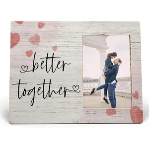 Couples Picture Frame, Love Photo Picture Frames for Couples, Engagement Gifts for Couple, Valentines Love Wood Photo Frame for 4x6 Photos