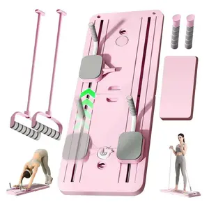 Foldable Pilates Reformer Machine For Home Gym - Portable 5-In-1 Sliding Board With Resistance Bands & Jump Board |   Core Trainer For Beginners & Studio Equipment