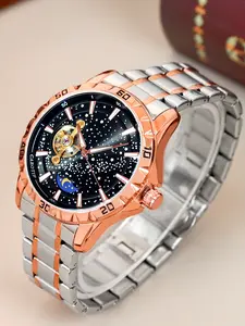 A men's black simple and atmospheric Valentine's Day gift, night light waterproof trend fully automatic mechanical watch Modern Fashionable Wristwatch