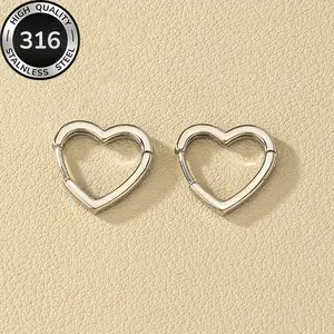 2PCHeart Interlocking Earrings, Hypoallergenic Nickel-Free + Four-Claw Closure Fade-Resistant, for Women, Daily Wear Party Christmas Birthday Gift Jewelry