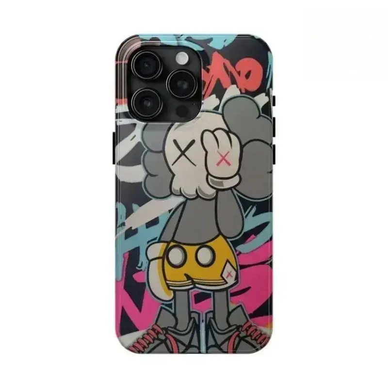 Graffiti Style Pop Art KAWS Hypebeast Custom Polycarbonate Rubber Smartphone Case - Rugged, Shockproof, Protective Casing for iPhone 17 Pro Max,16,15,14,13,12,11 (Mobile Phone Accessory)