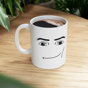 Funny Pixel Face Gamer Mug, Meme Style Gaming Coffee Mug, Double Sided Graphic Mug, Cute Gamer Gift, Aesthetic Drinkware for Daily Use
