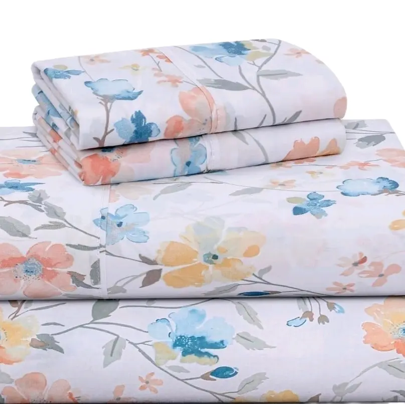Luxury Cotton Percale King Size Sheets 4-Piece Set, Cooling & Breathable, Durable Crisp Soft Feel, 16" Deep Pocket, Ideal for Spring & Summer Bedding king size