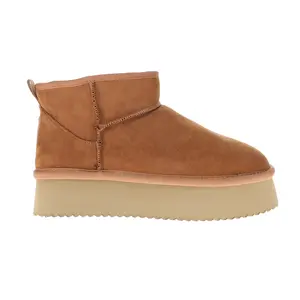 Corkys Womens Room Service Round Toe Pull On Platform Casual Boots Ankle Mid Heel 2-3" - Brown