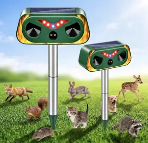 EVRLX 2-Pack Solar Ultrasonic Animal Repellent Outdoor - Waterproof Motion Sensor Deterrent for Deer Cat Squirrel Raccoon Rabbit Skunk - Effective Yard Garden & Farm Animal Repeller Protection