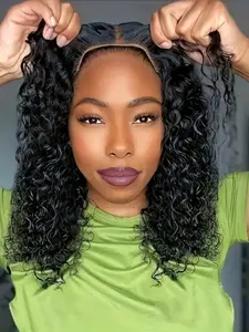 Short Glueless Wigs Human Hair Curly Wave Bob Wig Human Hair 4X4 Lace Bob Wig