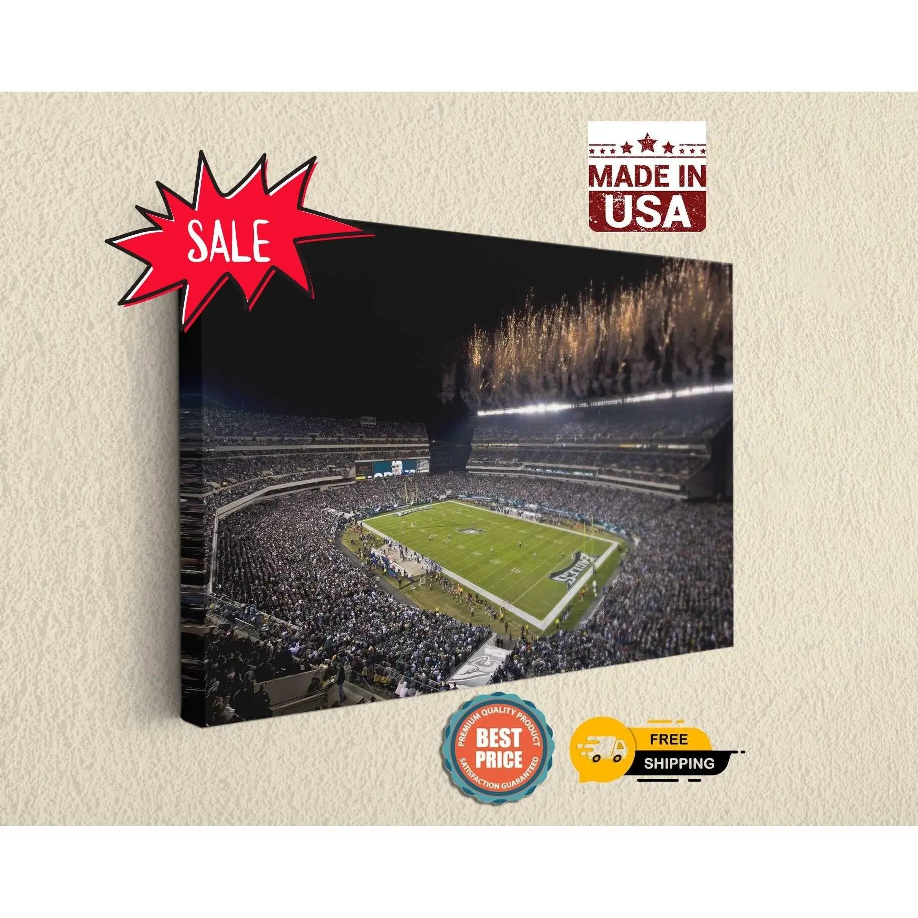 Philadelphia Eagles: Lincoln Financial Field Canvas Art - Man Cave Decor - Office and Home Decor - Lightweight and Durable