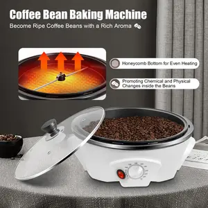 800W Coffee Bean Baking Machine, 1.1lbs Capacity, Adjustable Temperature, Easy to Clean & Move