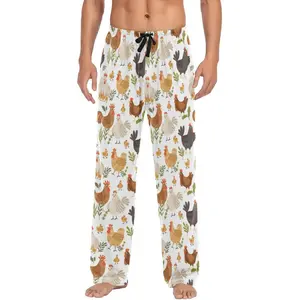 Roosters Chickens Hens Floral Mens Pajama Pants Lounge Men's Pajama Bottoms Soft Sleep Pants With Pockets
