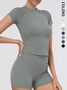 Women's Quick-Dry Breathable Yoga Jacket, Lightweight Stretchy Gym Sportswear, Round Neck Design, Ideal for Outdoor Activities & Daily Wear, Workout Running Clothes