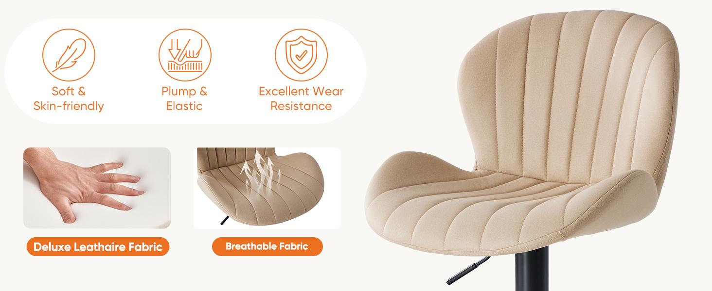 Bar Stools, Modern Swivel Bar Chairs, Adjustable Fabric Upholstered Barstools Counter Height with Backrest for Bar, Kitchen Island, Dining Room Bar Stools, Modern Swivel Bar Chairs, Adjustable Fabric Upholstered Barstools Counter Height with Backrest for Bar, Kitchen Island, Dining Room