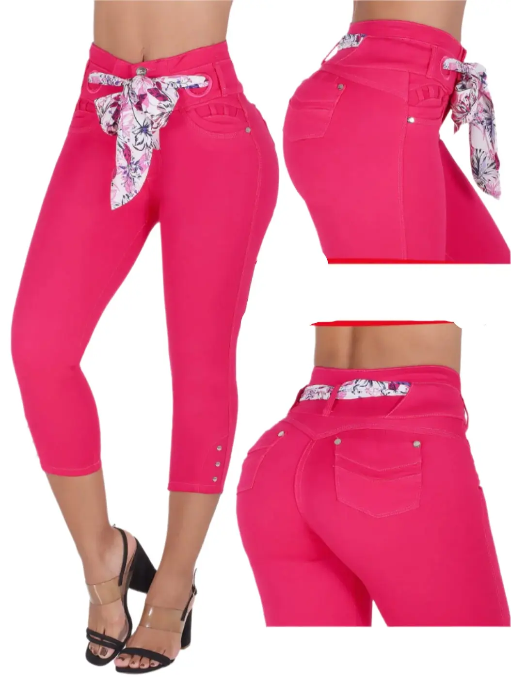 Jean's Cintura Alta Colombianos Compression Denim, High Waist Women's Bottom Trouser Pants Love Comfort Fabrics Womenswear Hot Pink 6803