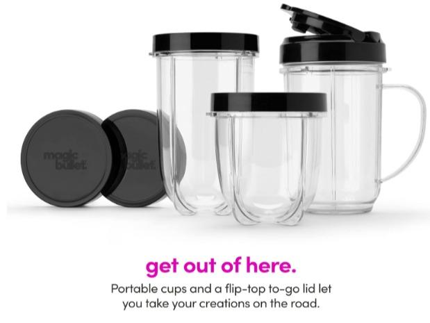 Magic Bullet Blender Small Silver 11 Piece Set 250W Motor Base Cross Blade Cups Party Mug Lip Rings Stay Fresh Lids To Go Lid Recipe Guide