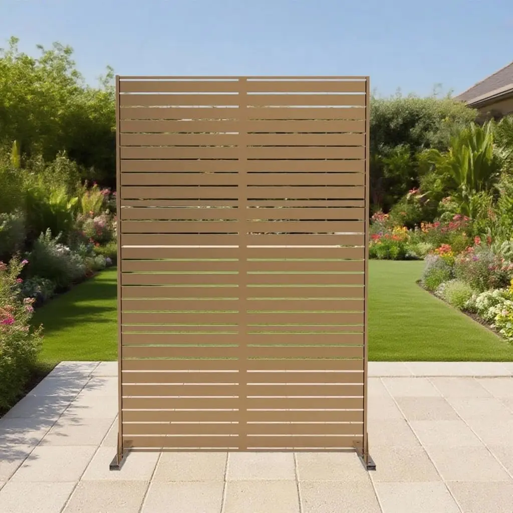 Metal Privacy Screen Room Divider, 72" h x 47" w Freestanding Decorative Panel, Rustproof Steel Indoor Outdoor Privacy Fence for Patio, Balcony, Garden, Living Room, Office & Sunroom