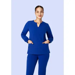 Long Sleeve Notch Neck Top Galaxy Blue Long Sleeve Notch Neck Top Galaxy Blue