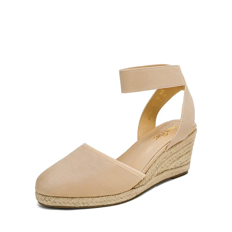 Dream Pairs Wedge Women's Sandals, Classy Espadrilles with Ankle Strap, Closed Round Toe, 2.4-Inch Heel, and Elastic Goring for a Flexible Fit