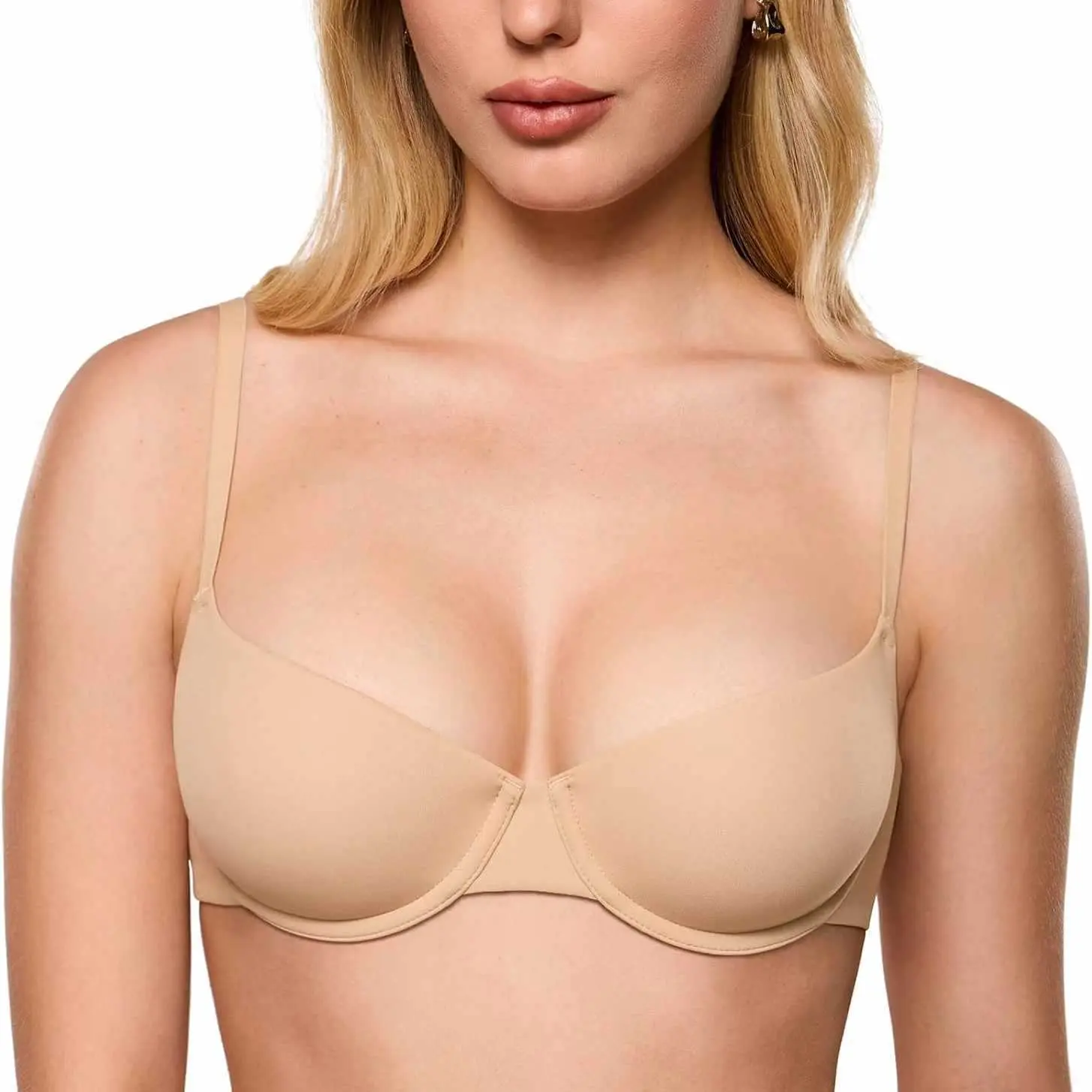 PUSH-UP BRA Women Smooth Push-Up Bra, Lightly Padded Underwire Supportive T-Shirt Bra, Seamless Comfortable Everyday Bra for Ladies
